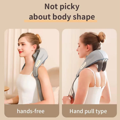 Wireless Neck and Shoulder Kneading Massage Pillow Electric Neck and Back Massager Cervical Back Body Relaxing Massage Shawl