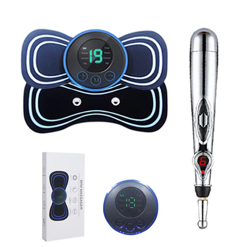 Intelligent Full Body Massage Set with Foot Pad, Cervical Neck Patch, and Massage Pen