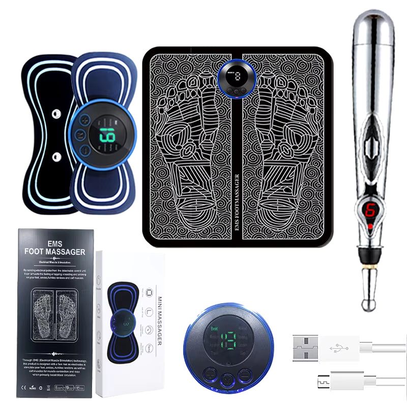 Intelligent Full Body Massage Set with Foot Pad, Cervical Neck Patch, and Massage Pen