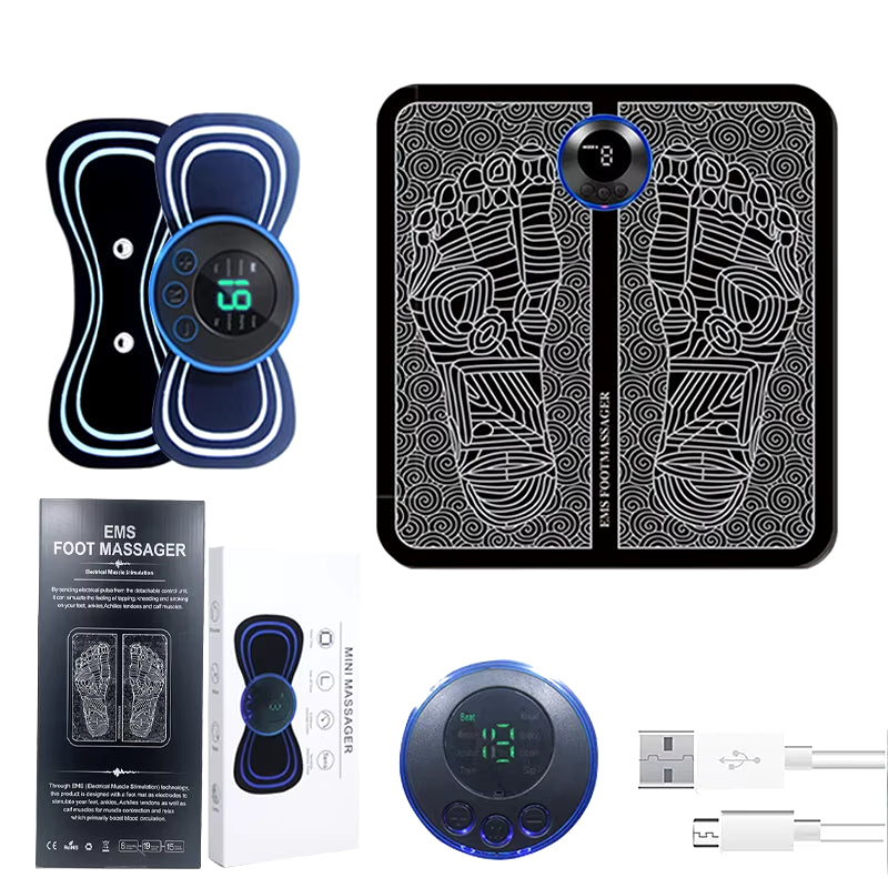 Intelligent Full Body Massage Set with Foot Pad, Cervical Neck Patch, and Massage Pen