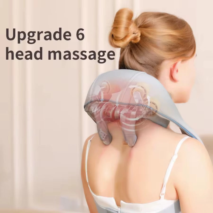 Wireless Neck and Shoulder Kneading Massage Pillow Electric Neck and Back Massager Cervical Back Body Relaxing Massage Shawl